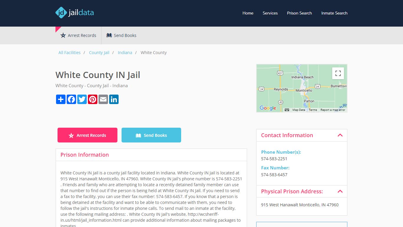 White County IN Jail Inmate Search and Prisoner Info - Monticello, IN